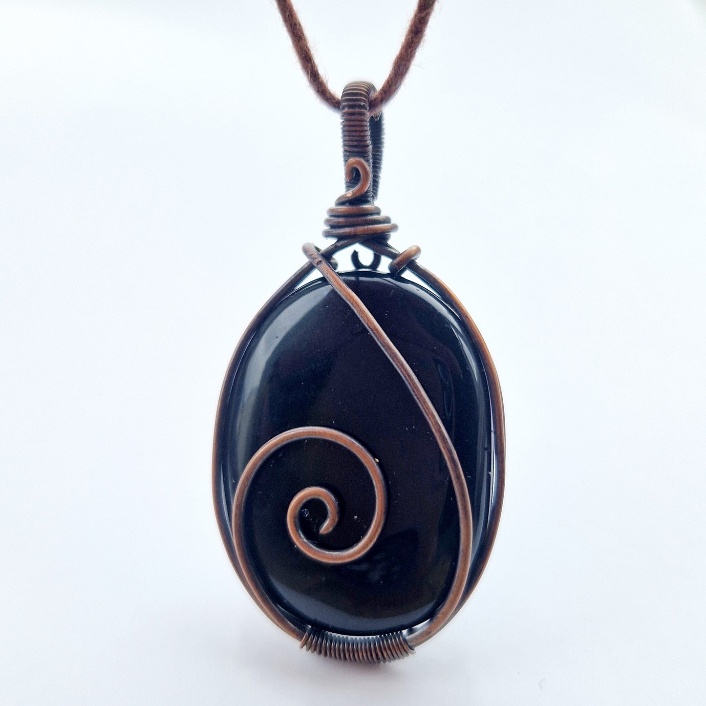Obsidian remembrance crystal pendant