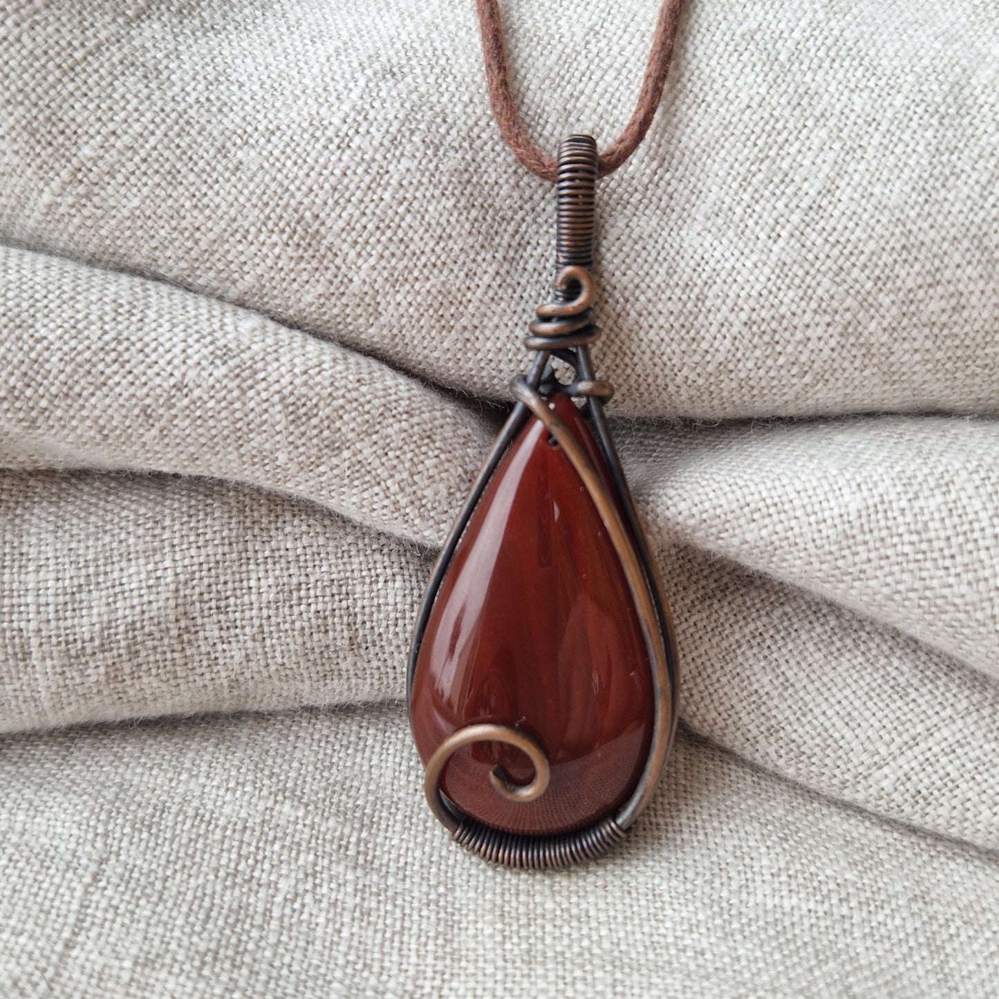 Teardrop carnelian necklace remembrance crystal