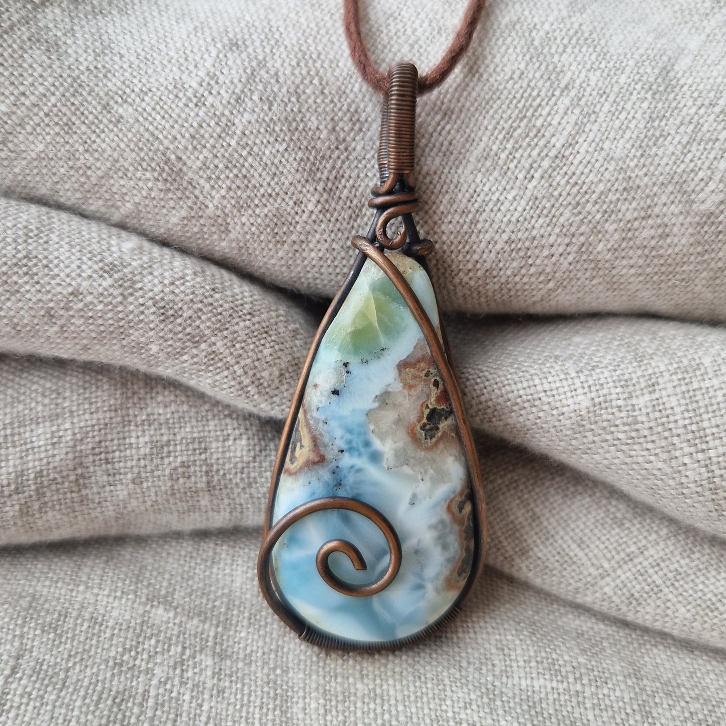 Bioresonance infused larimar crystal jewellery
