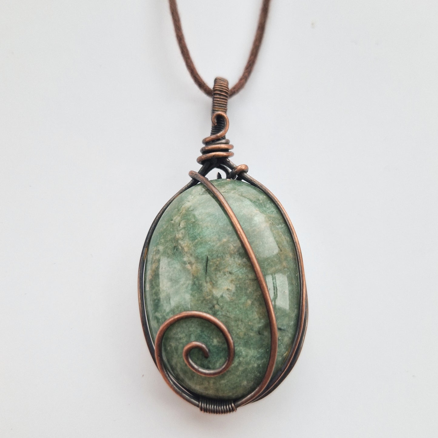 Copper wire wrapped pendant necklace