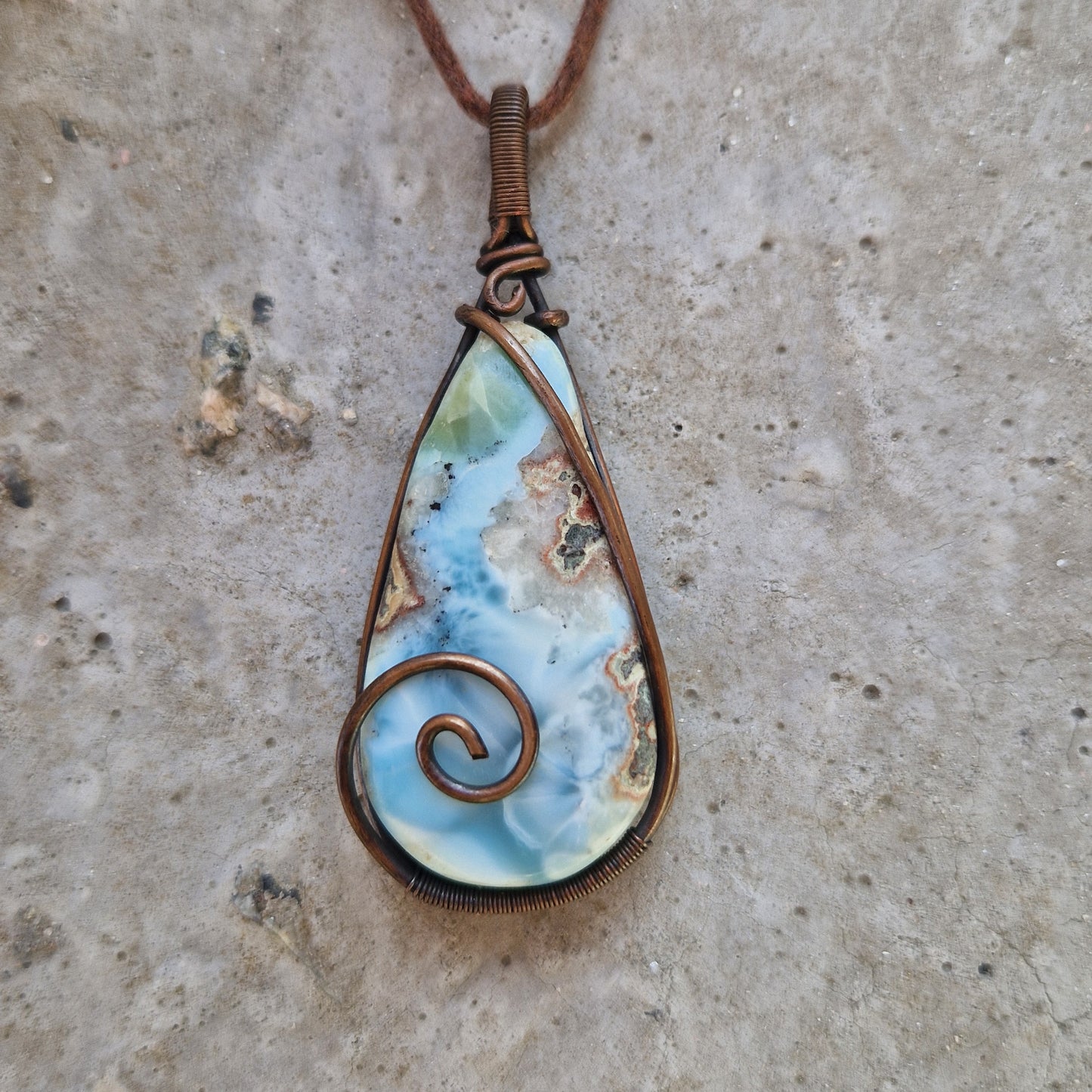 Energy infused larimar crystal pendant