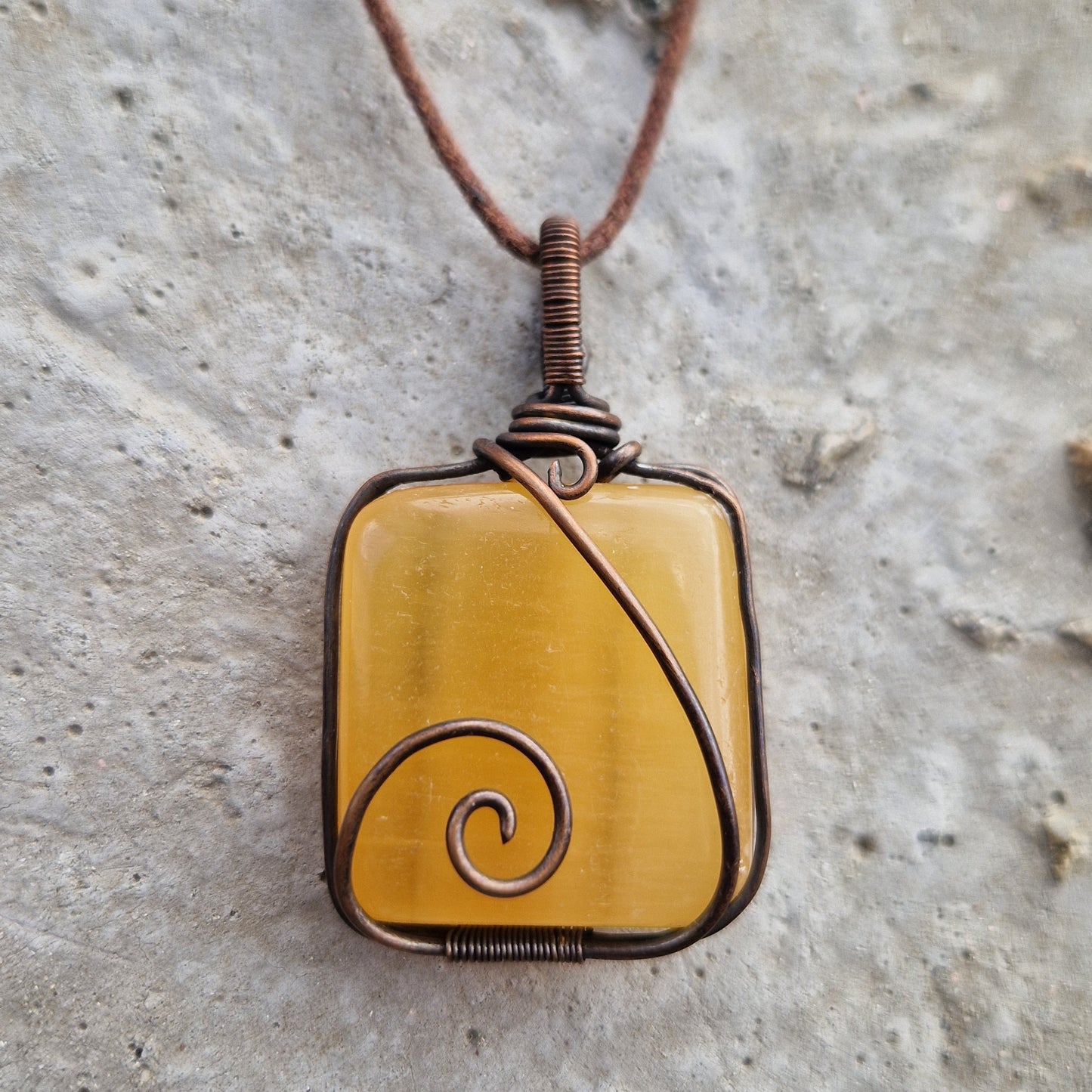 Square Orange Calcite Frequency Imprinted Crystal For Grief Support