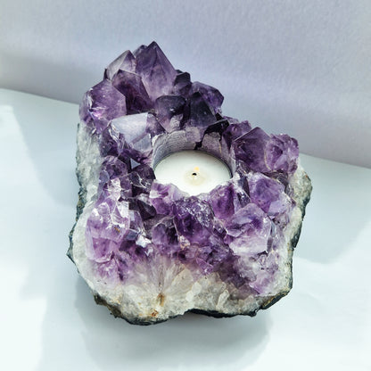 Amethyst Geode tealight holder for grief support