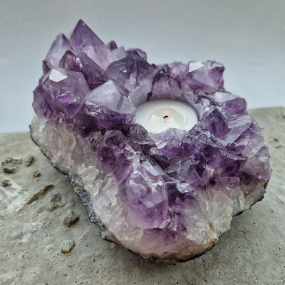 Crystal Tealight Holder imprinted with the life essence of a departed pet 