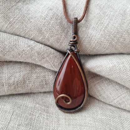 Teardrop carnelian necklace remembrance crystal