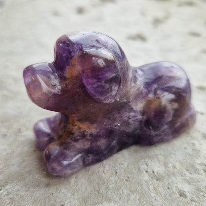 Bio-resonance imprinted amethyst crystal dog for emotional healing

