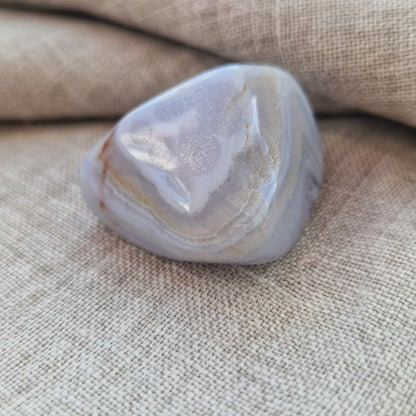 A beautiful blue lace agate imprinted with the life essence of a departed loved one
