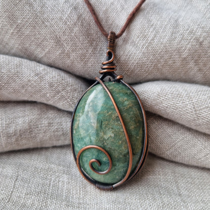 Healing amazonite crystal pendant