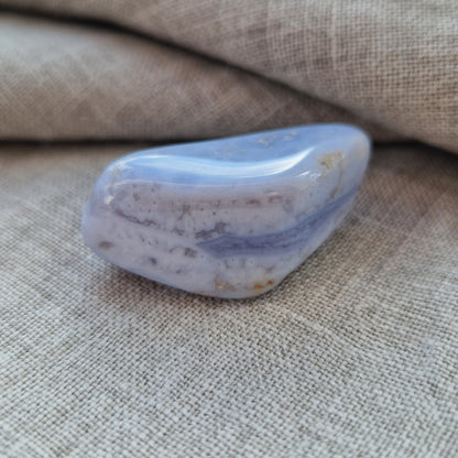 Frequency imprinted healing blue lace agate pocket stone