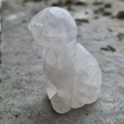 Clear Quartz sitting Dog Crystal with imprint of a cherished pet