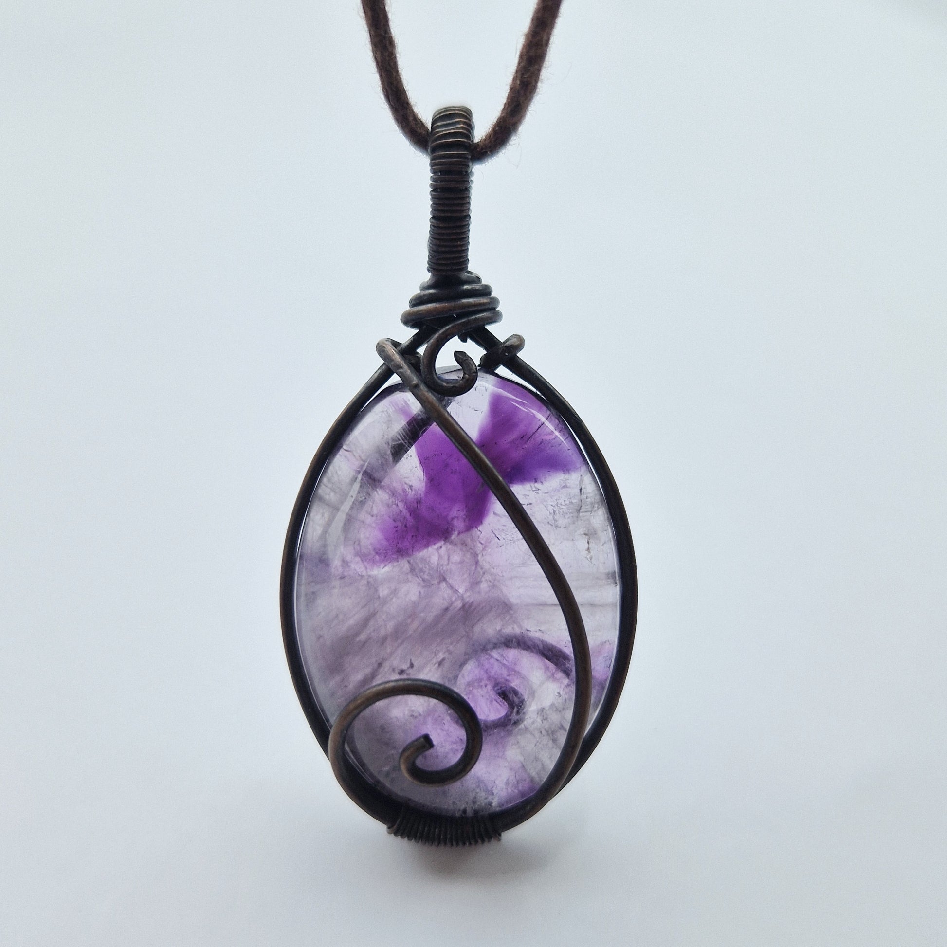 Shadow amethyst healing crystal pendant