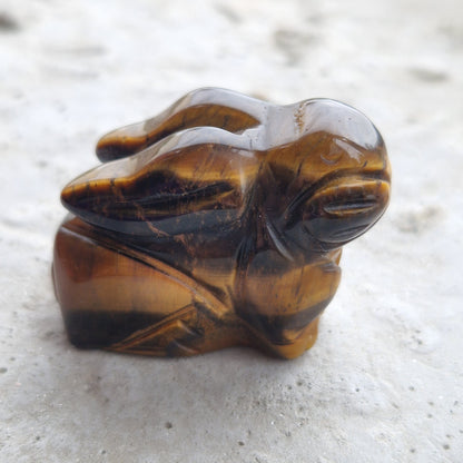 A tigers eye crystal rabbit imprinted with the life essence of you departed pet for healing
