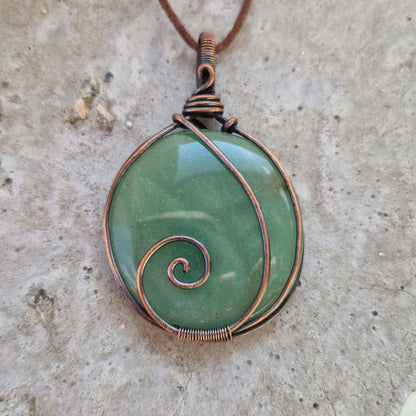 Green Aventurine Copper Wire Wrapped Pendant