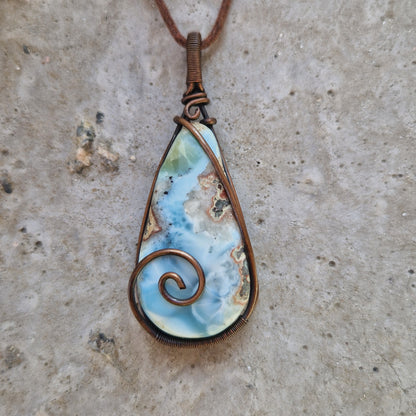 Energy infused larimar crystal pendant