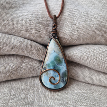 Blue larimar crystal created for support during times of grief