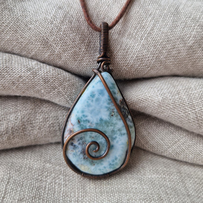 Larimar crystal pendant for emotional healing