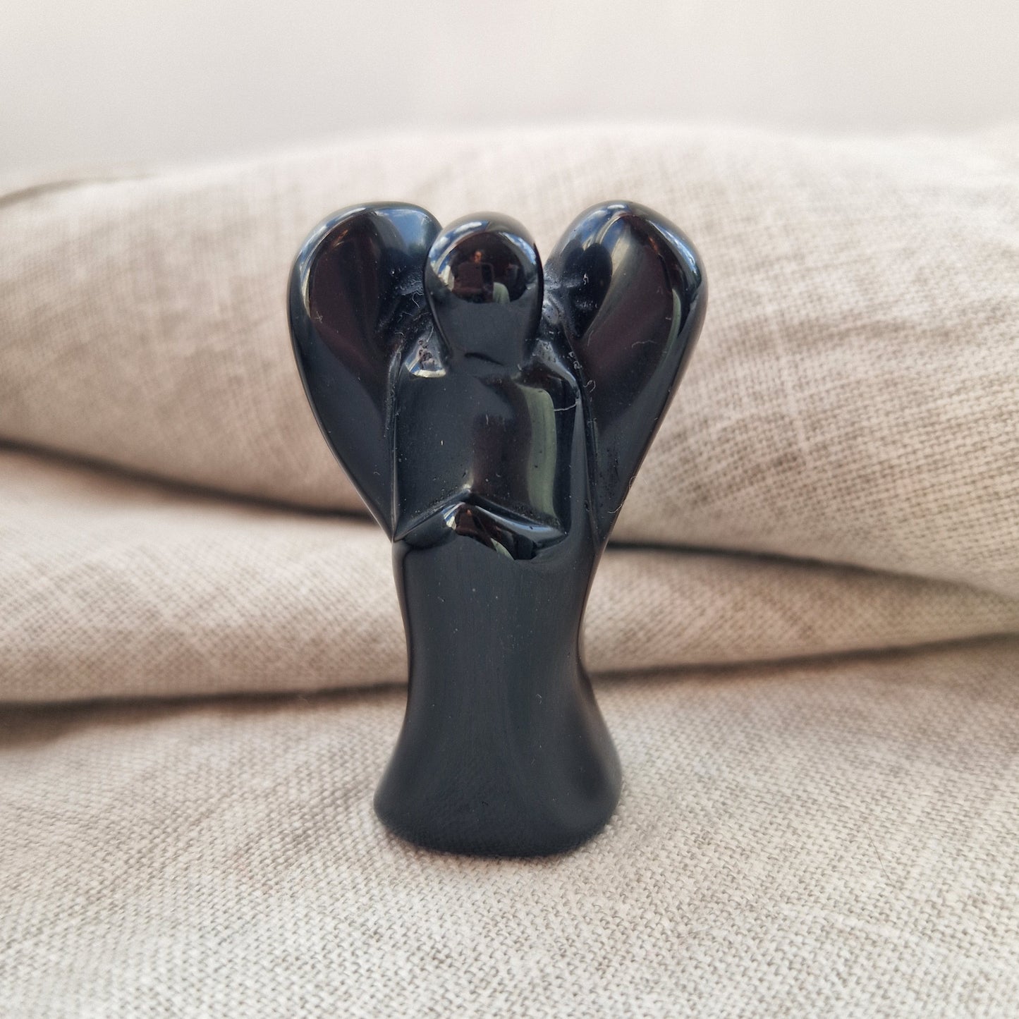 Frequency imprinted healing Obsidian Crystal Angel  