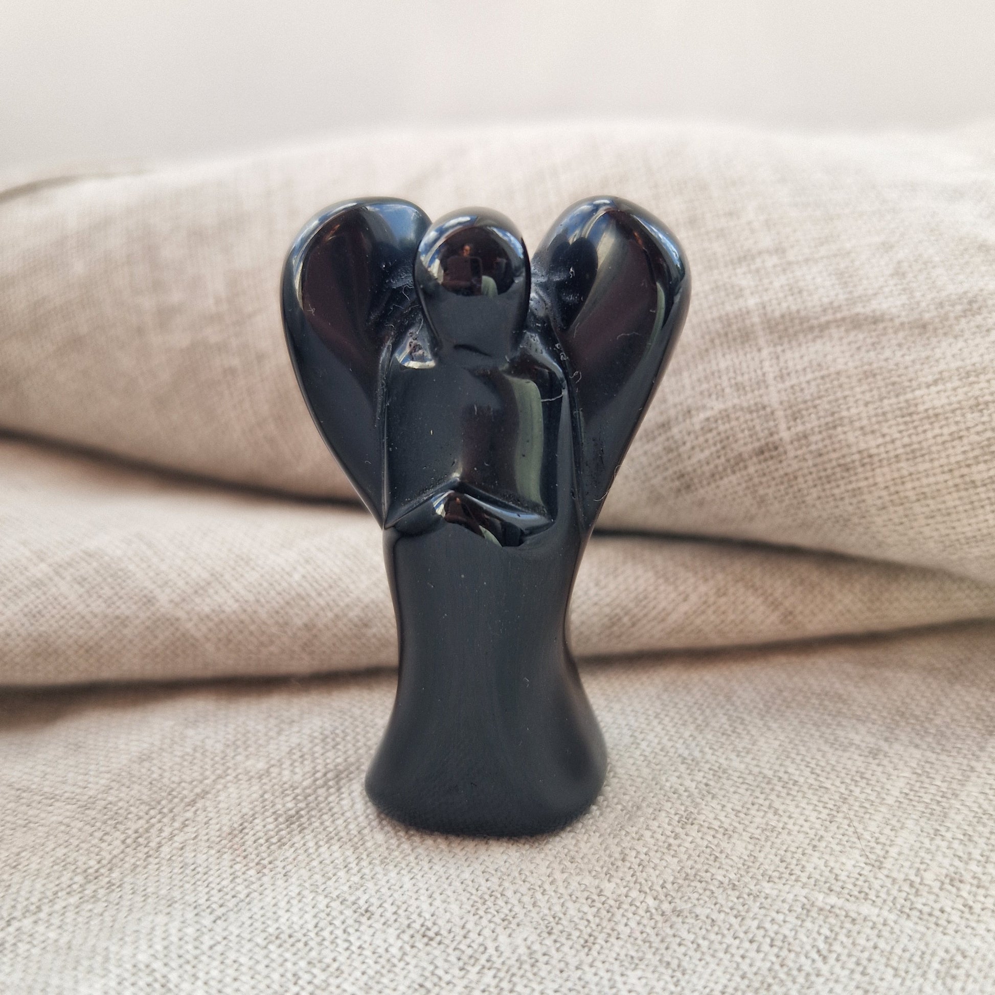 Frequency imprinted healing Obsidian Crystal Angel  