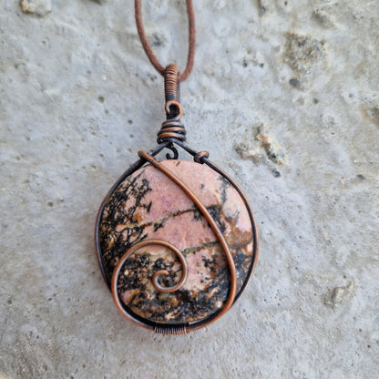 Rhodonite healing memorial crystal necklace