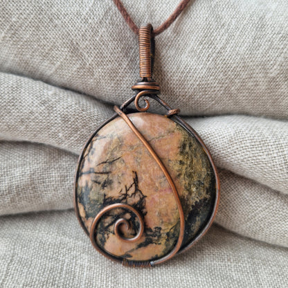 Rhodonite Healing Crystal Pendant For Grief Support