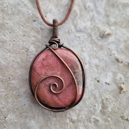 Rhodonite healing memorial crystal pendant