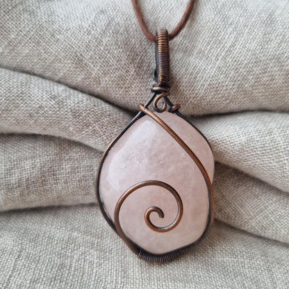 Bio-resonance frequency imprinted rose quartz crystal pendant