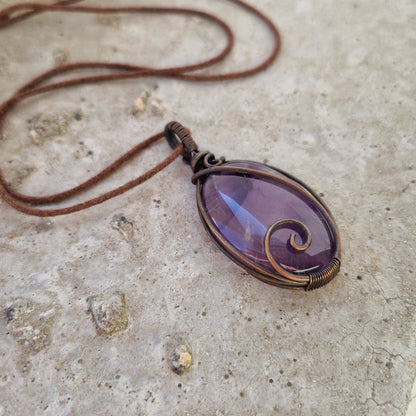 Energy infused shadow amethyst necklace for grief support 