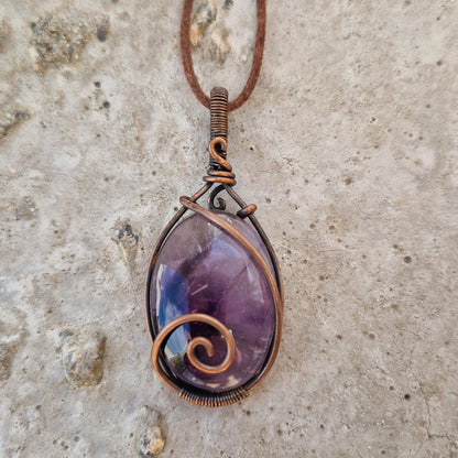 Frequency Imprinted shadow amethyst pendant for grief support