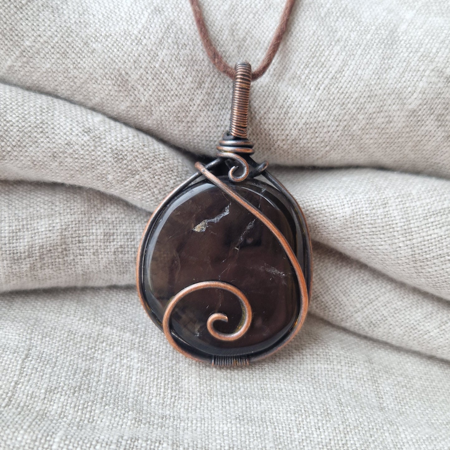 Bio-resonance energy imprinted smoky quartz crystal pendant