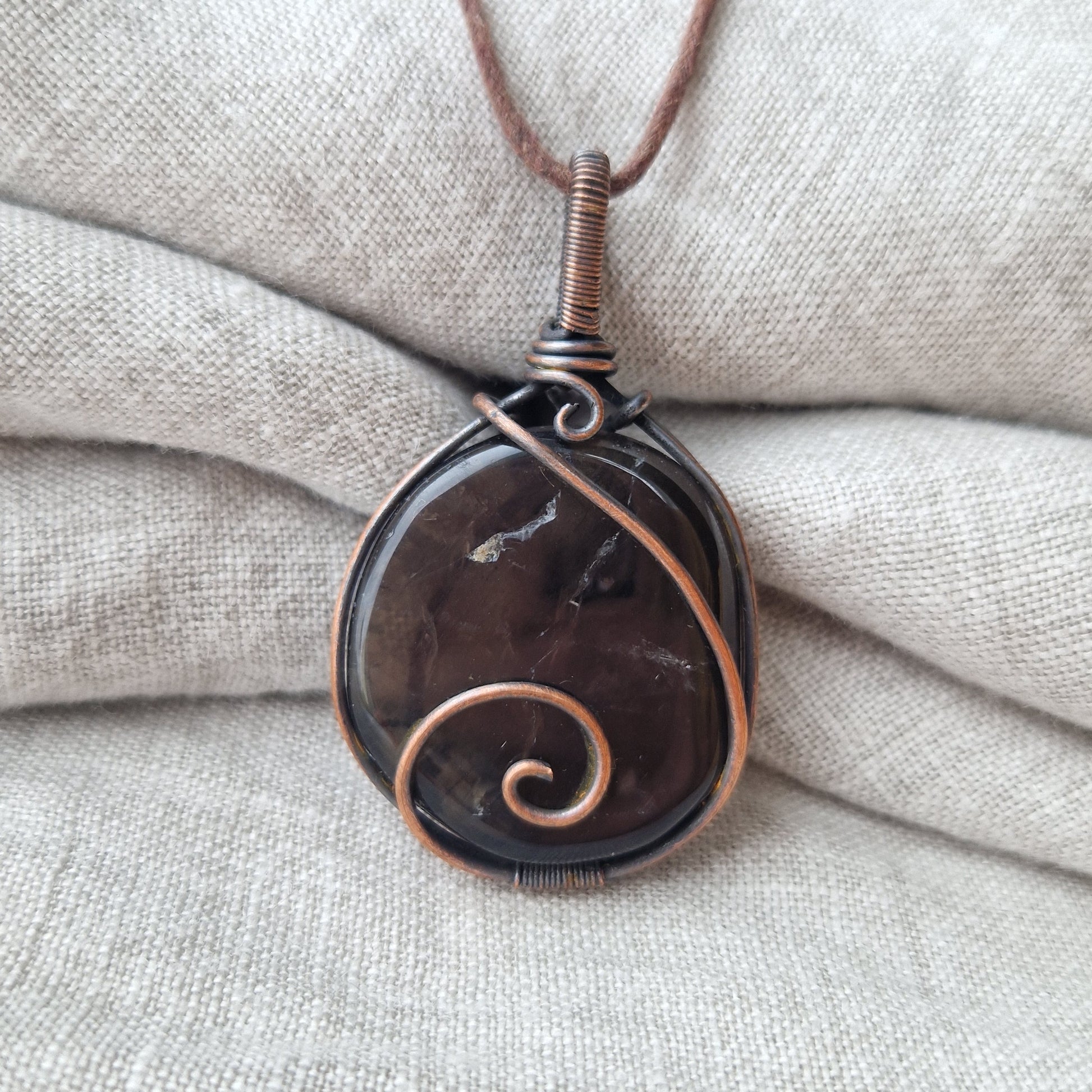 Bio-resonance energy imprinted smoky quartz crystal pendant