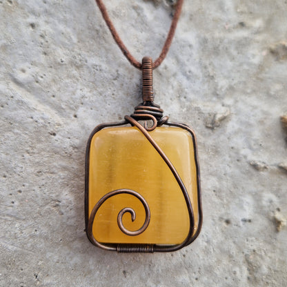 Square Orange Calcite Frequency Imprinted Crystal For Grief Support