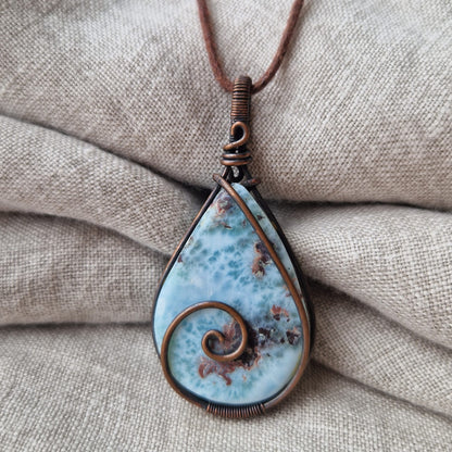Larimar crystal infused with energy for grief support