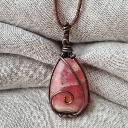 Wire wrapped pink stone
